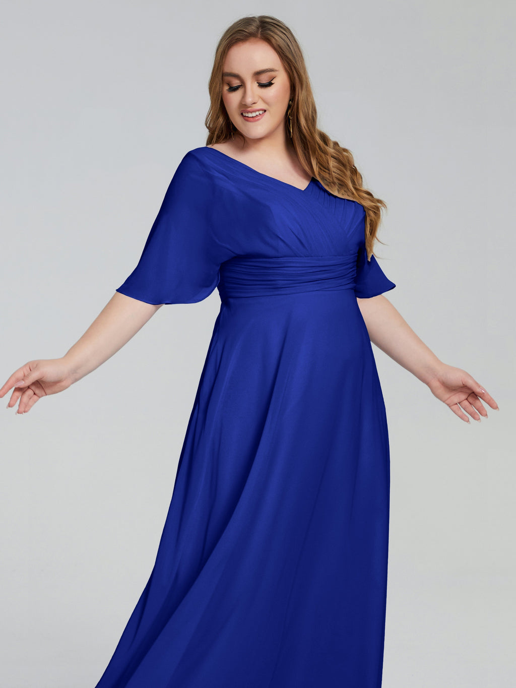 Daniela Sweep Train Plus Size Bridesmaid Dresses with Sleeves