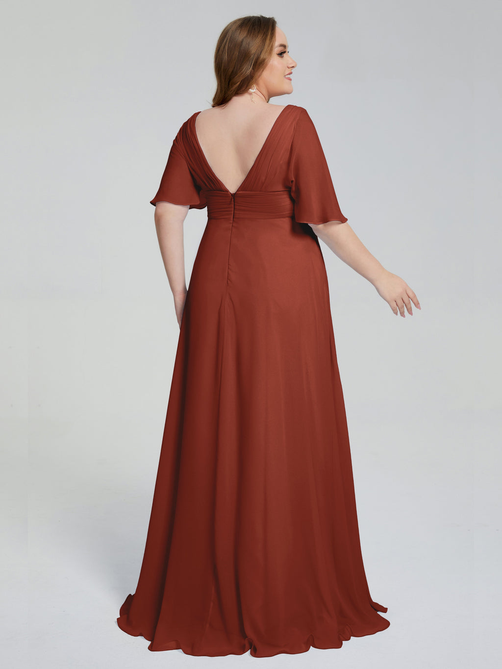 Daniela Sweep Train Plus Size Bridesmaid Dresses with Sleeves