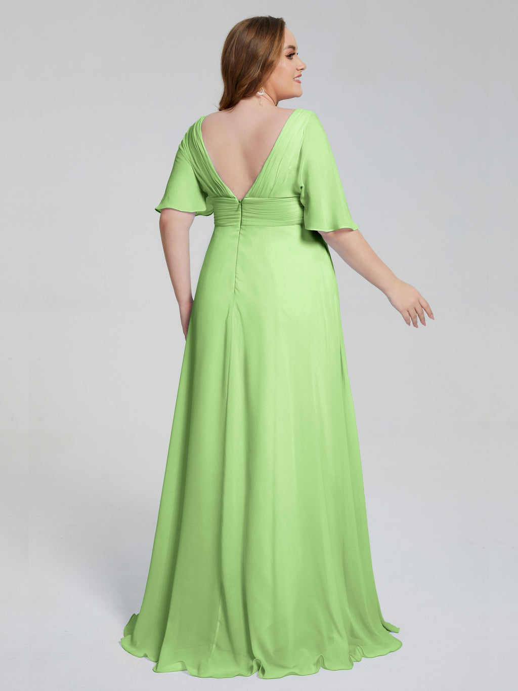 Daniela Sweep Train Plus Size Bridesmaid Dresses with Sleeves