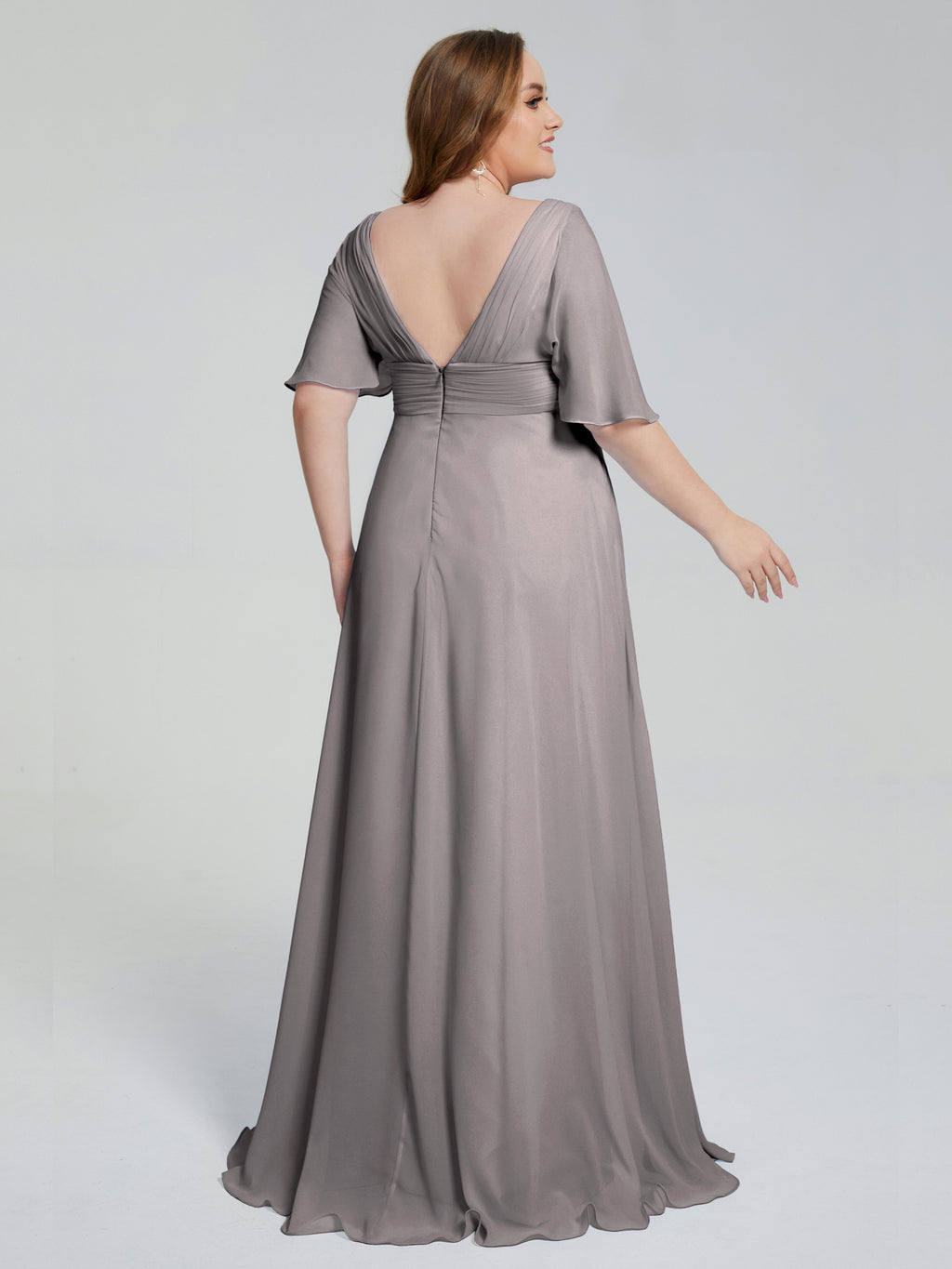 Daniela Sweep Train Plus Size Bridesmaid Dresses with Sleeves