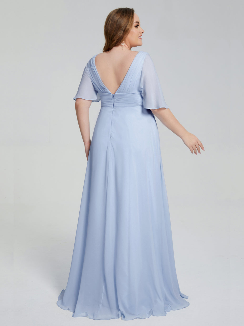 Daniela Sweep Train Plus Size Bridesmaid Dresses with Sleeves