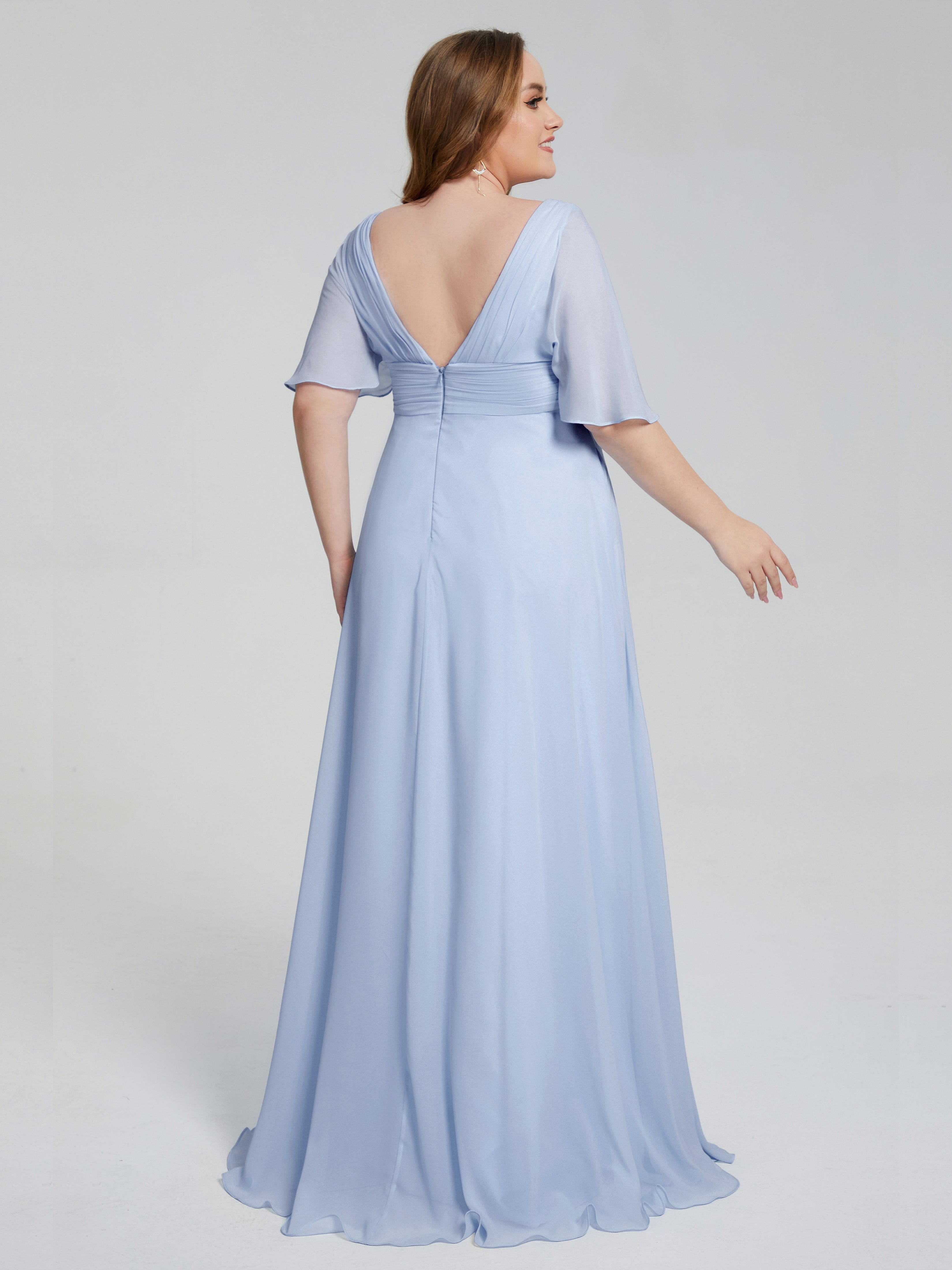 Daniela Sweep Train Plus Size Bridesmaid Dresses with Sleeves