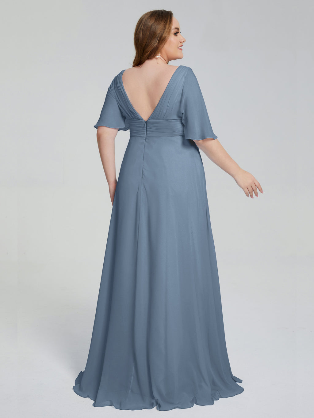 Daniela Sweep Train Plus Size Bridesmaid Dresses with Sleeves
