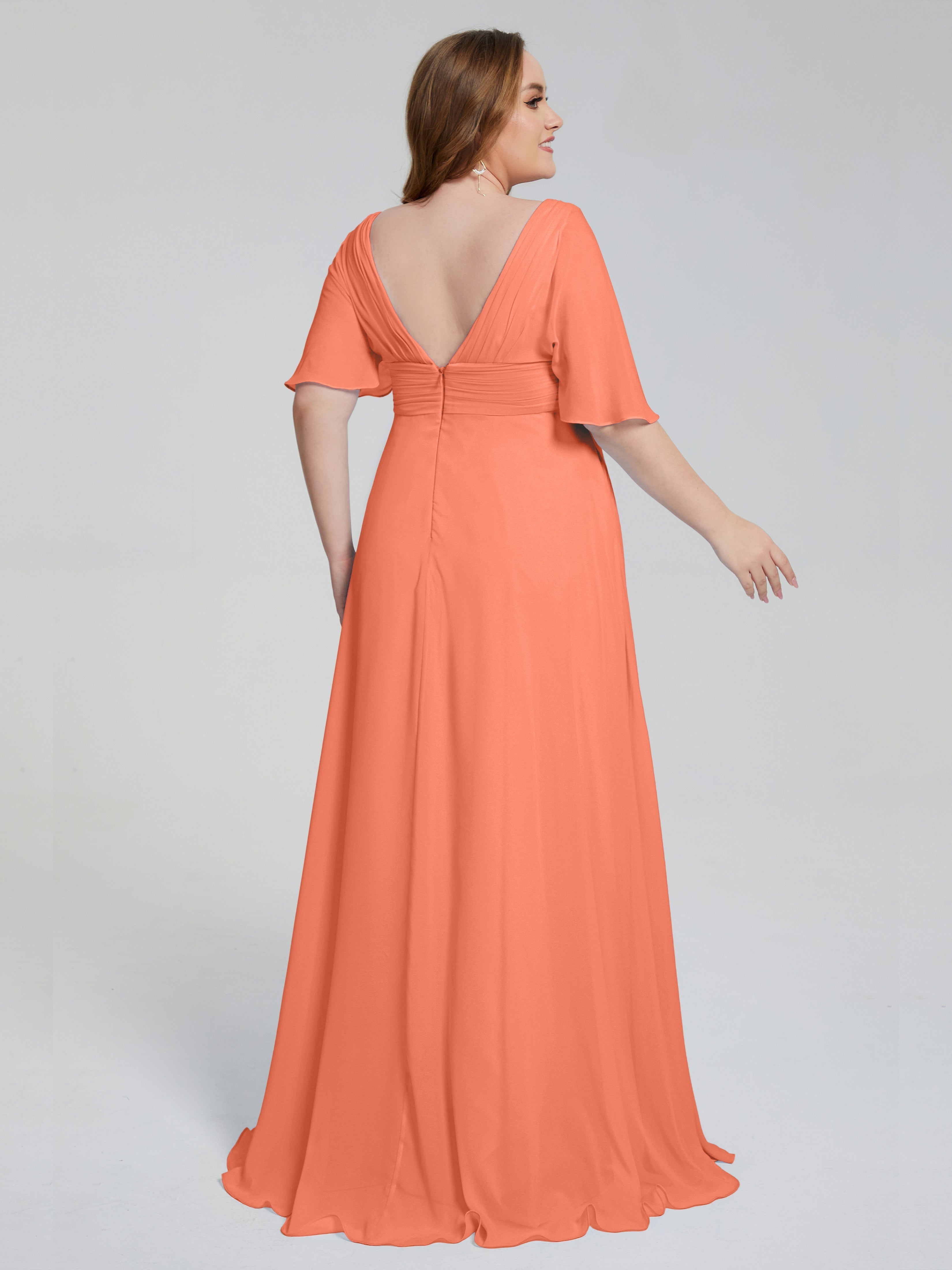 Daniela Sweep Train Plus Size Bridesmaid Dresses with Sleeves