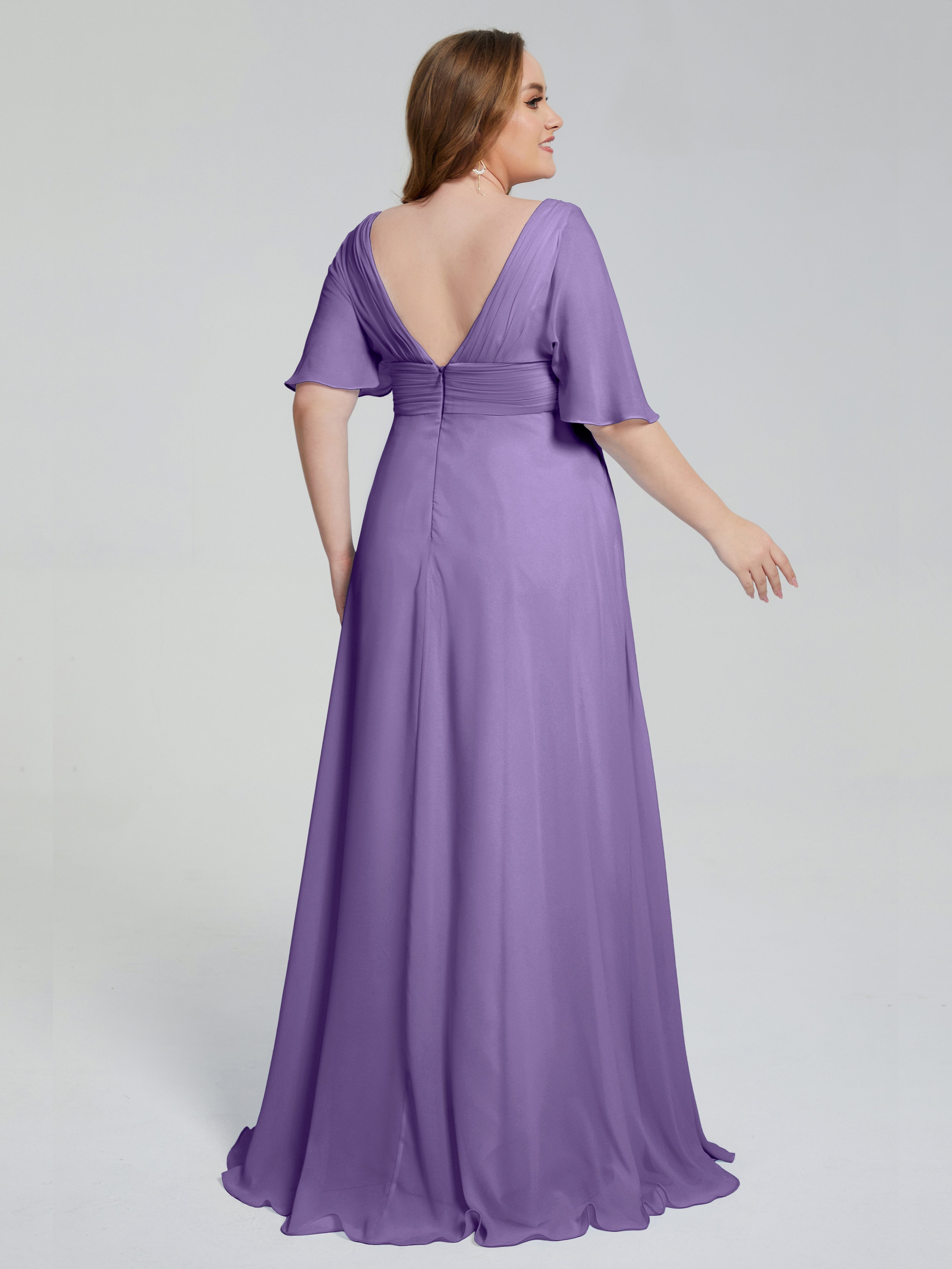 Daniela Sweep Train Plus Size Bridesmaid Dresses with Sleeves