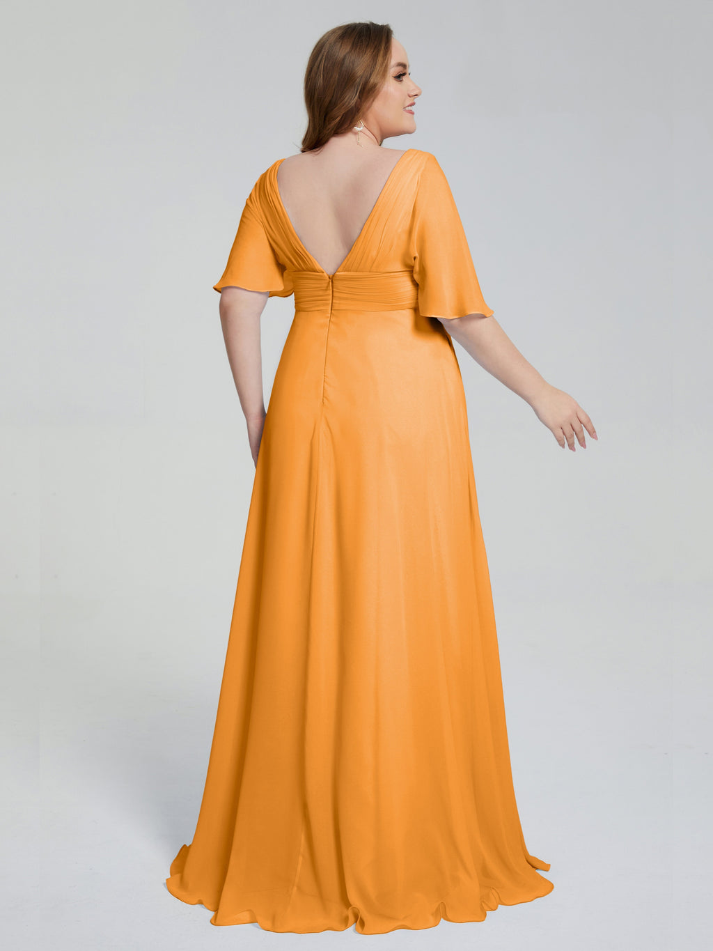 Daniela Sweep Train Plus Size Bridesmaid Dresses with Sleeves