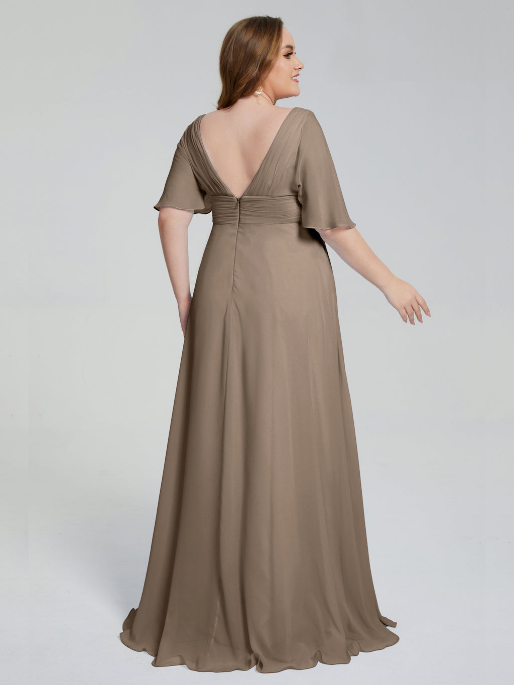Daniela Sweep Train Plus Size Bridesmaid Dresses with Sleeves