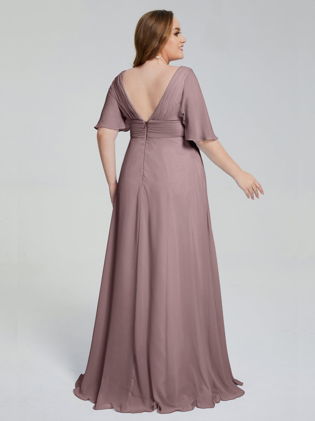 Daniela Sweep Train Plus Size Bridesmaid Dresses with Sleeves
