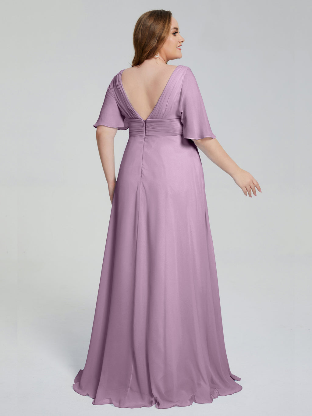 Daniela Sweep Train Plus Size Bridesmaid Dresses with Sleeves