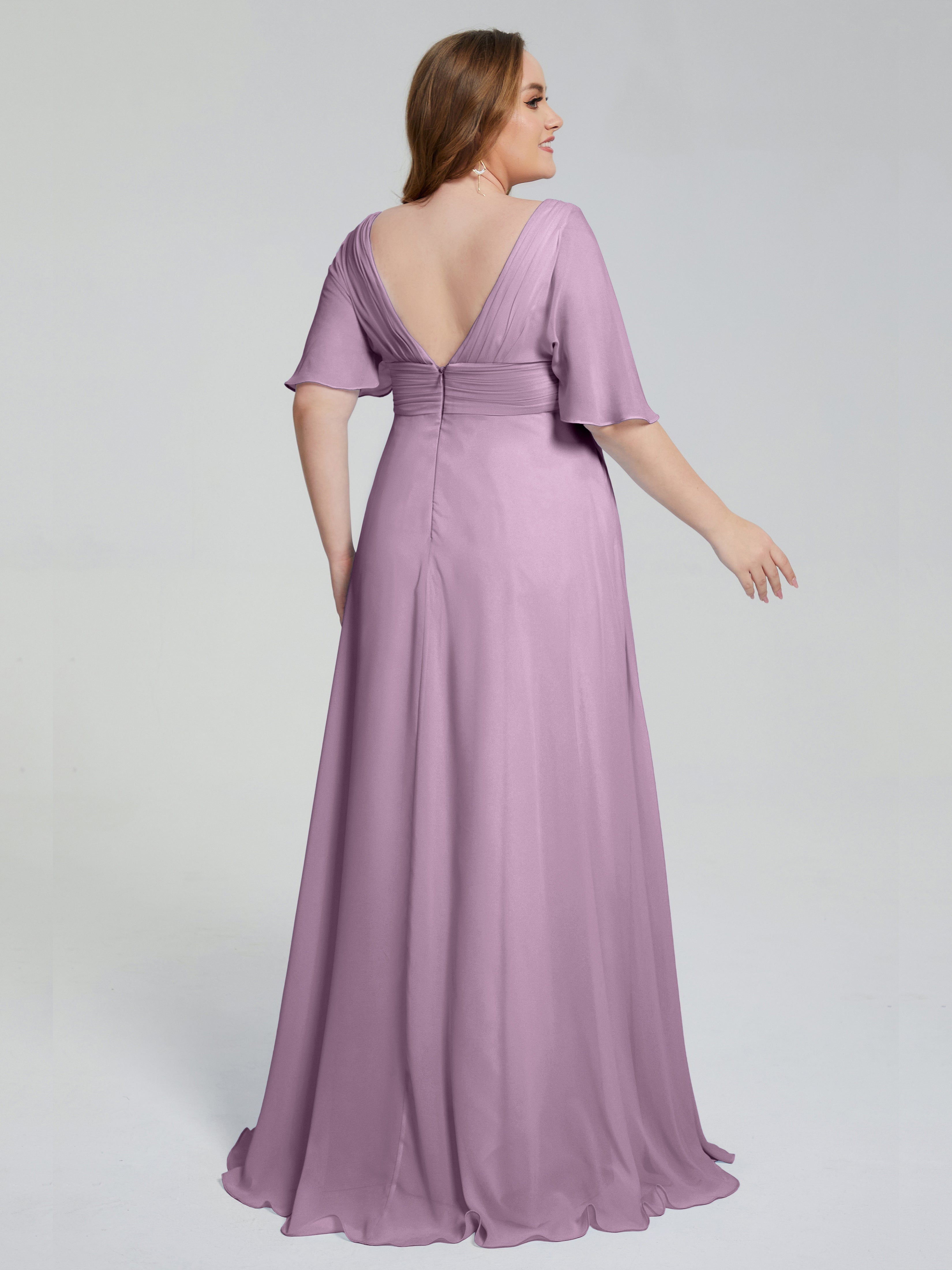 Daniela Sweep Train Plus Size Bridesmaid Dresses with Sleeves