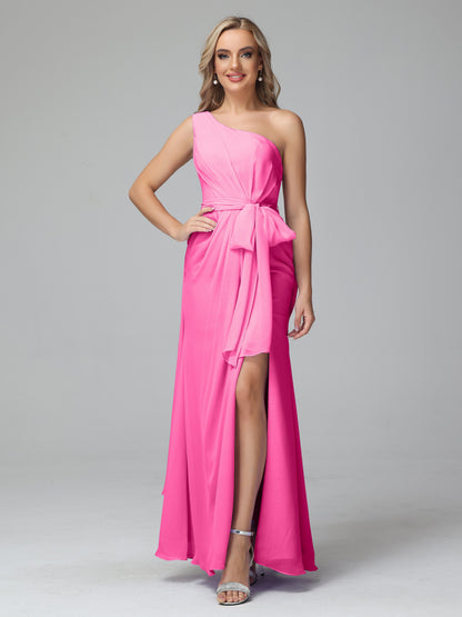 Daphne One Shoulder Chiffon Bridesmaid Dresses With Split