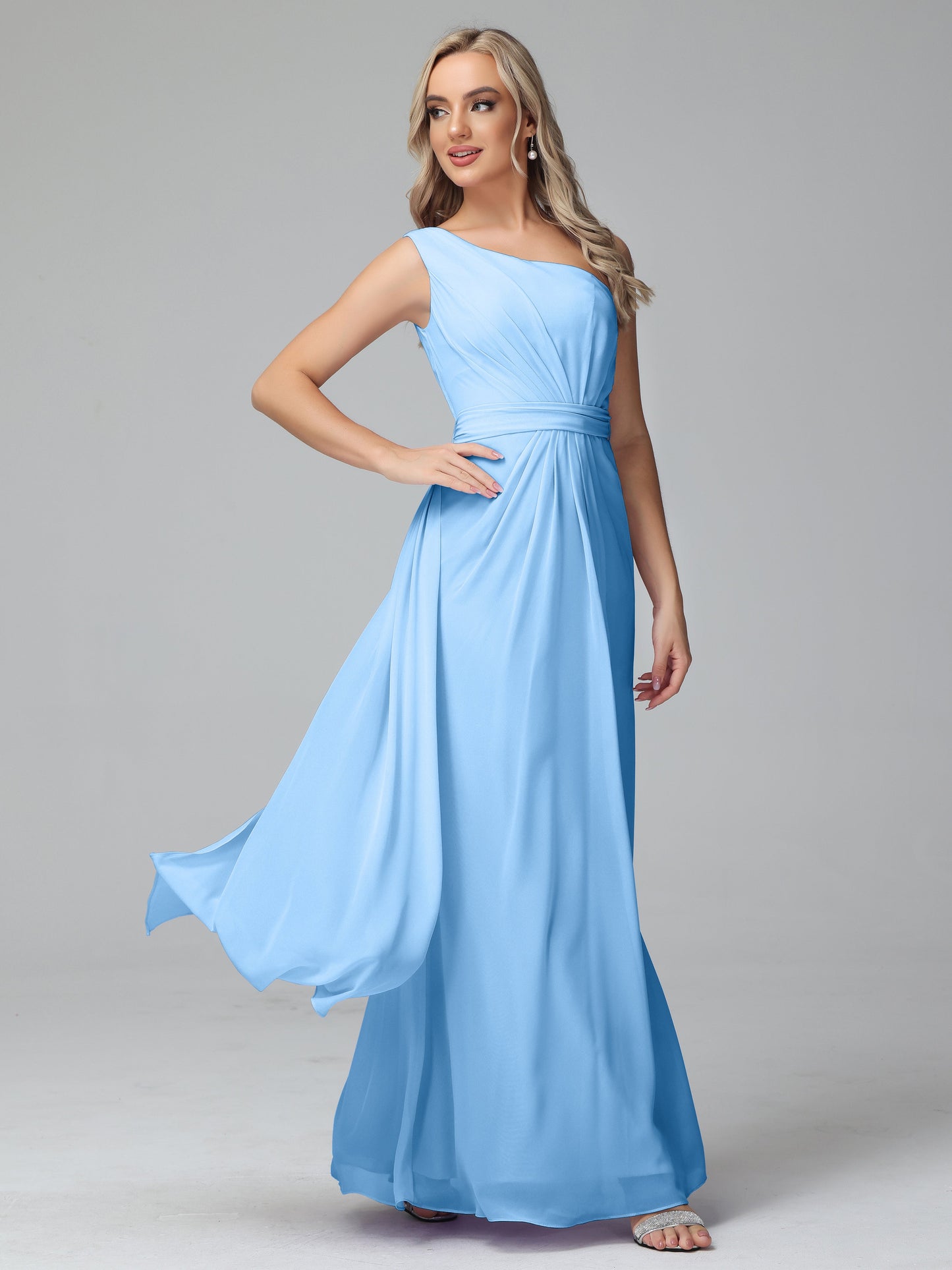 Daphne One Shoulder Chiffon Bridesmaid Dresses With Split