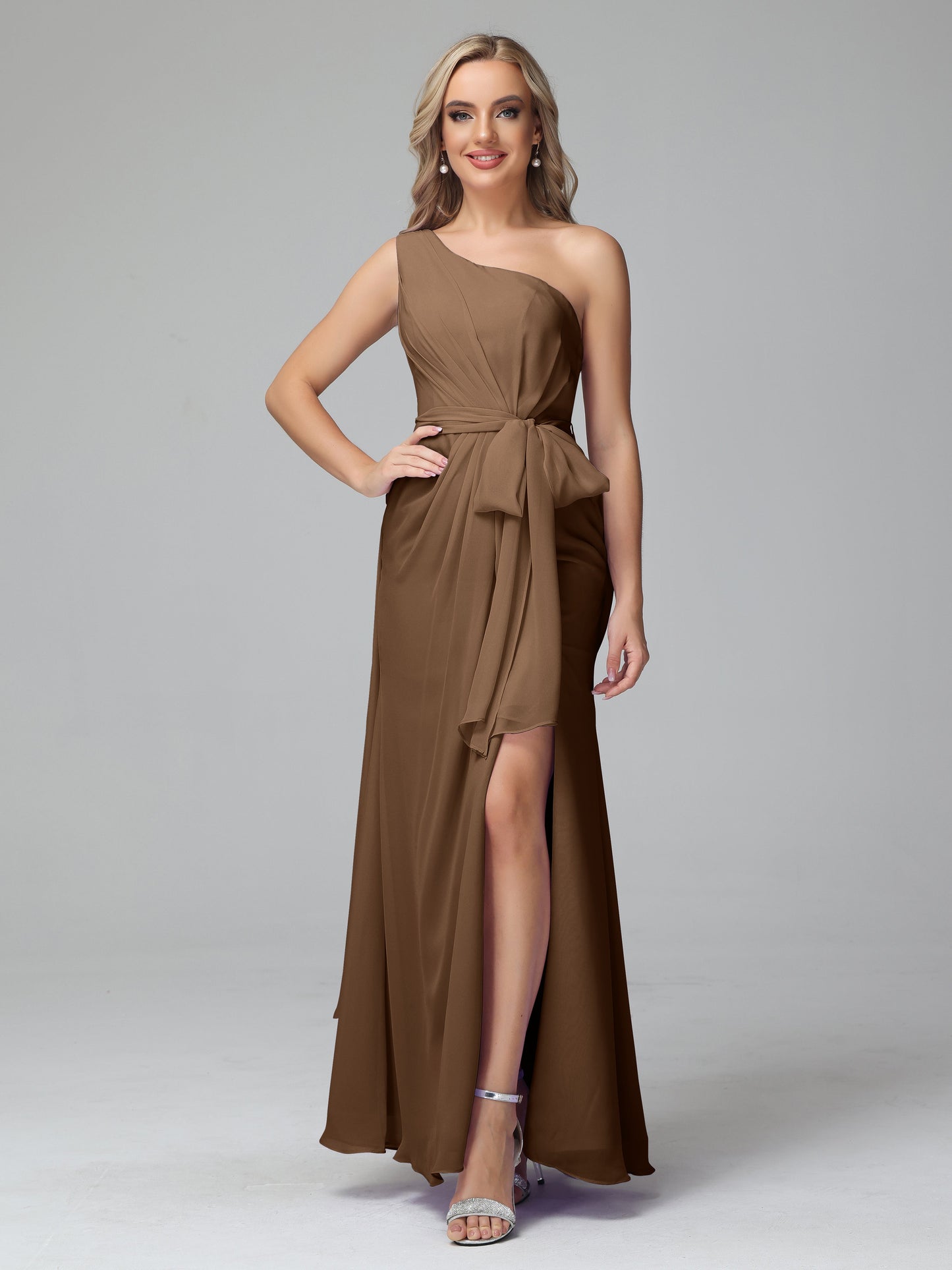 Daphne One Shoulder Chiffon Bridesmaid Dresses With Split