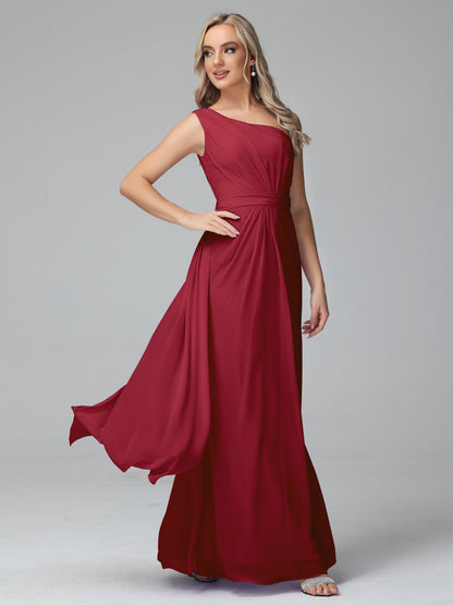 Daphne One Shoulder Chiffon Bridesmaid Dresses With Split