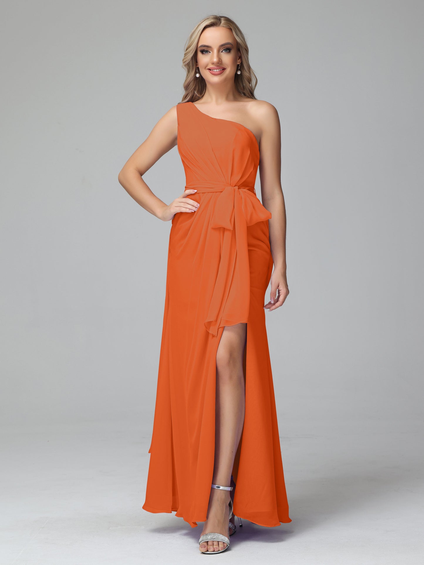 Daphne One Shoulder Chiffon Bridesmaid Dresses With Split