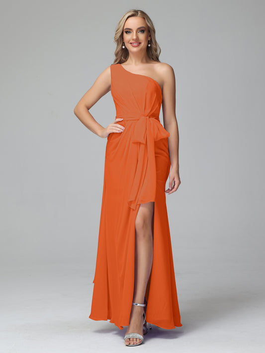 Daphne One Shoulder Chiffon Bridesmaid Dresses With Split