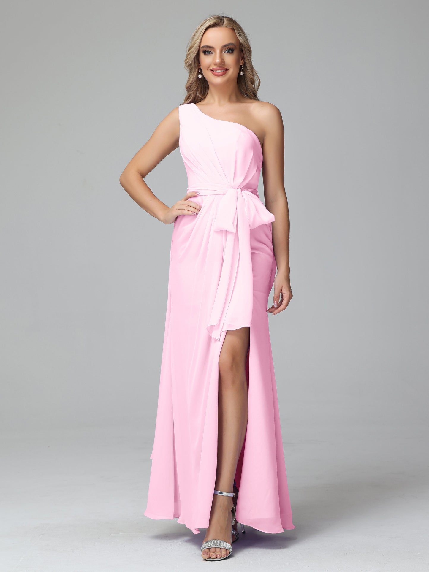 Daphne One Shoulder Chiffon Bridesmaid Dresses With Split