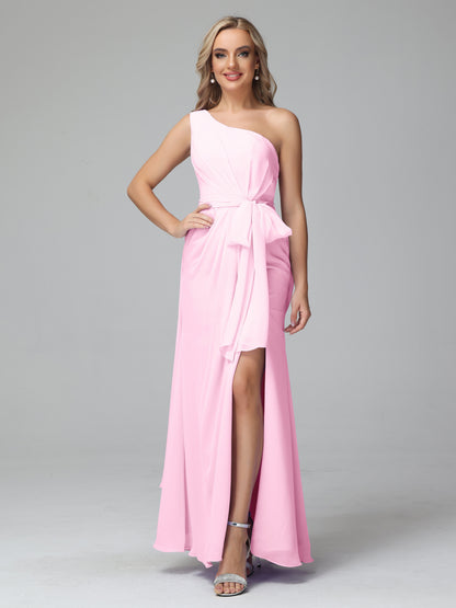 Daphne One Shoulder Chiffon Bridesmaid Dresses With Split