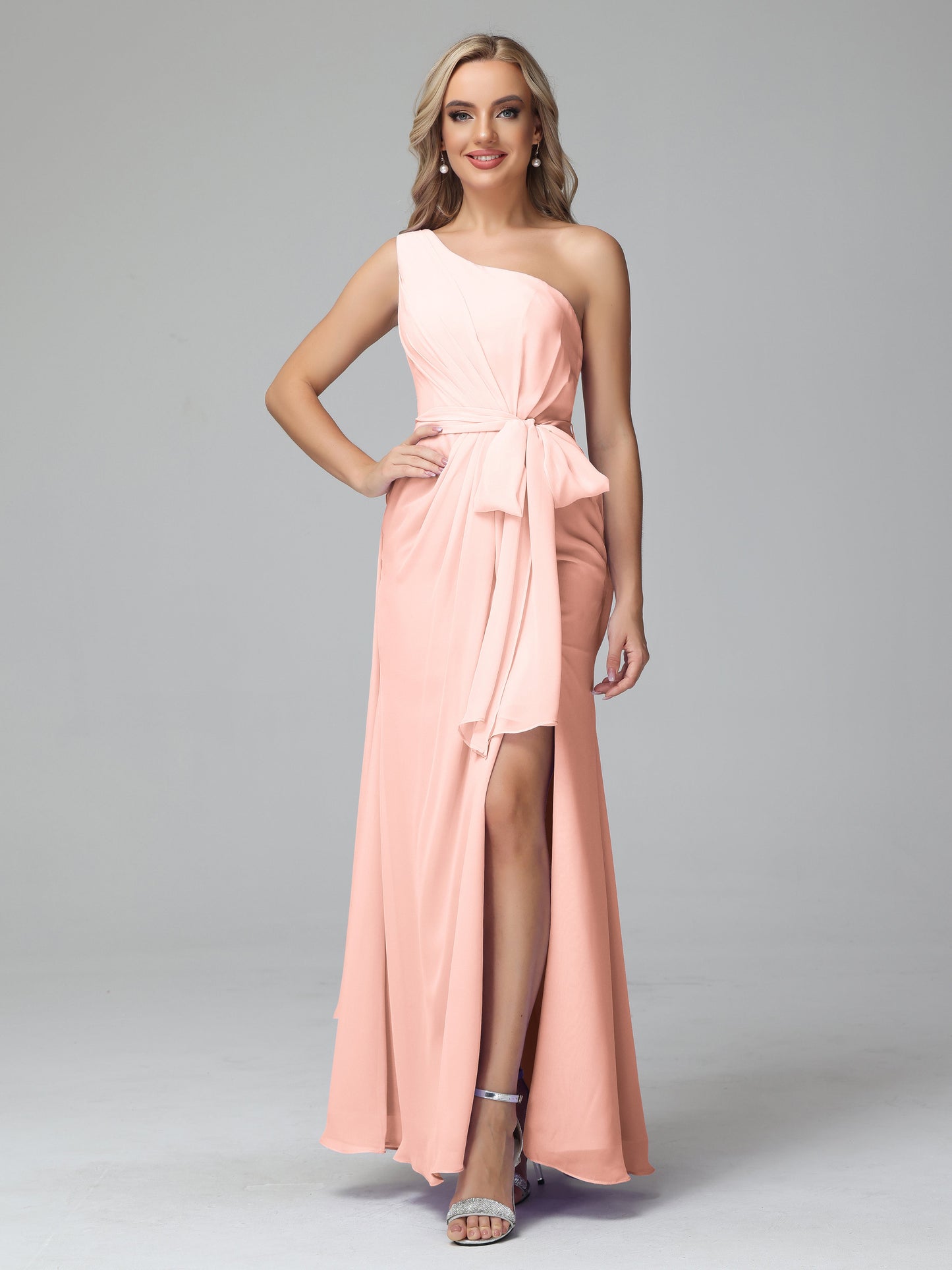 Daphne One Shoulder Chiffon Bridesmaid Dresses With Split