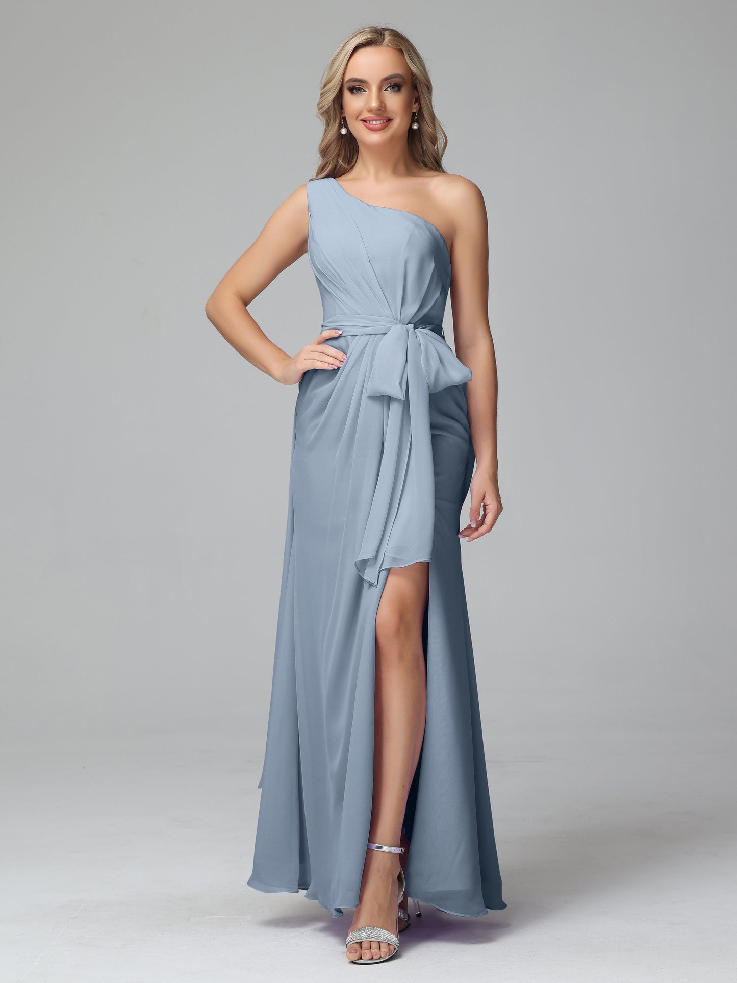 Daphne One Shoulder Chiffon Bridesmaid Dresses With Split