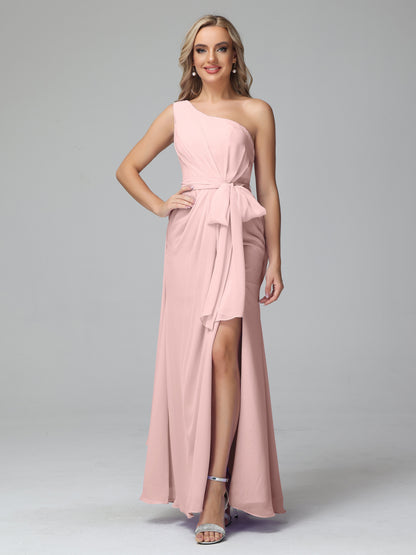 Daphne One Shoulder Chiffon Bridesmaid Dresses With Split