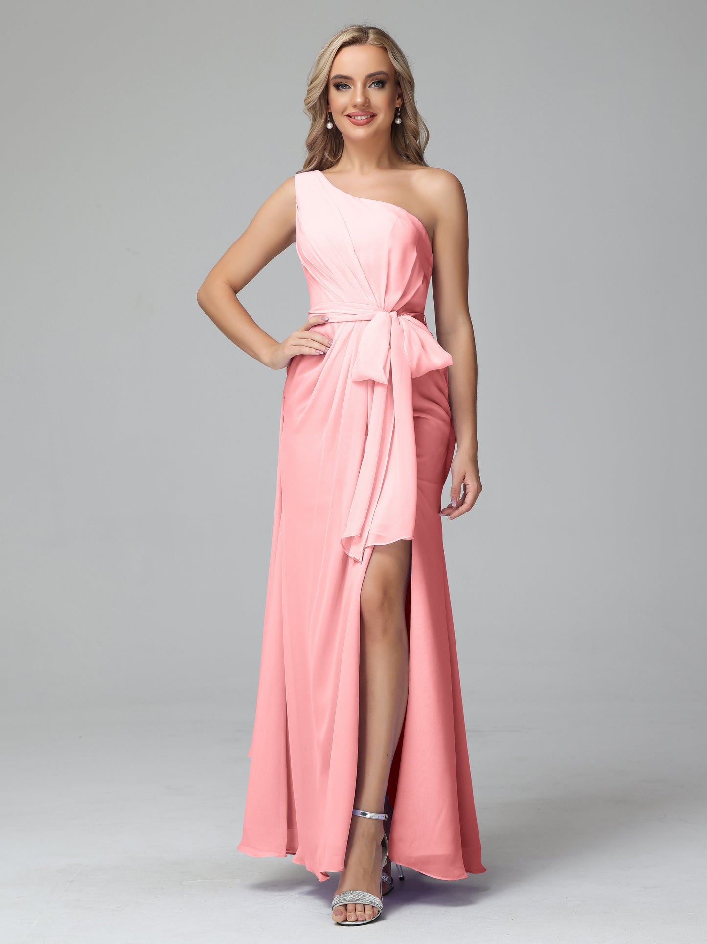 Daphne One Shoulder Chiffon Bridesmaid Dresses With Split