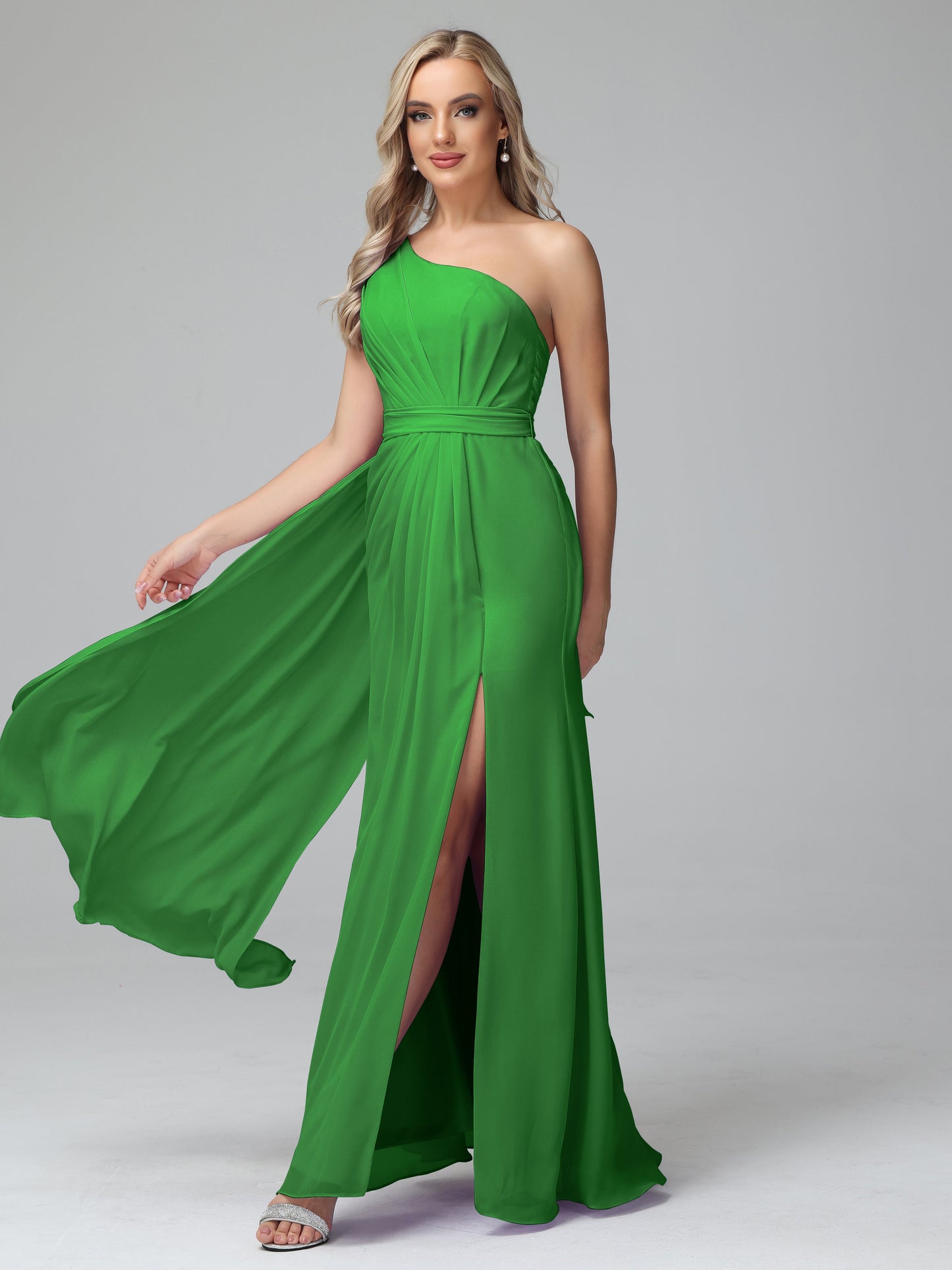 Daphne One Shoulder Chiffon Bridesmaid Dresses With Split