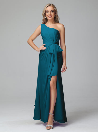 Daphne One Shoulder Chiffon Bridesmaid Dresses With Split