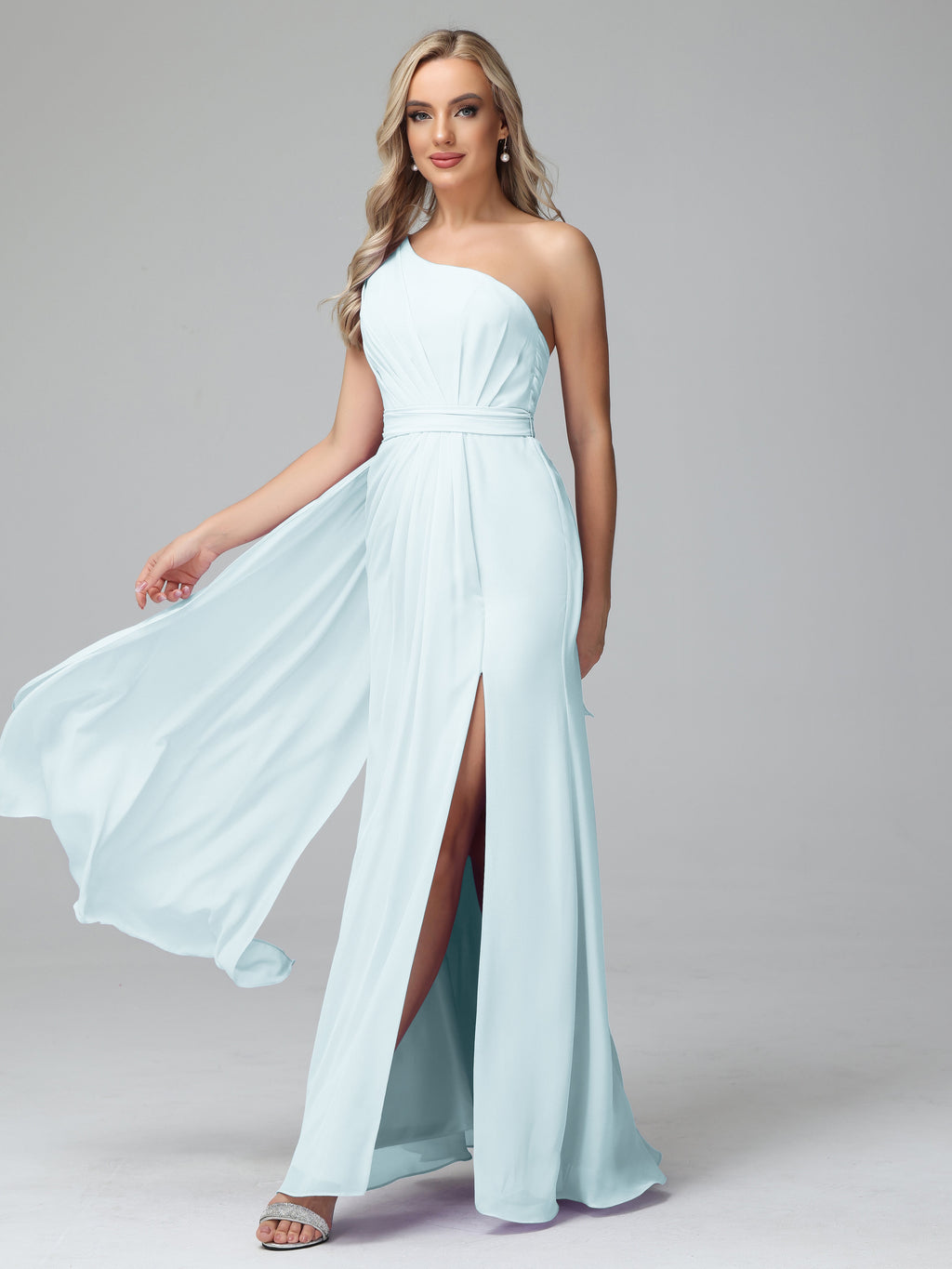 Daphne One Shoulder Chiffon Bridesmaid Dresses With Split