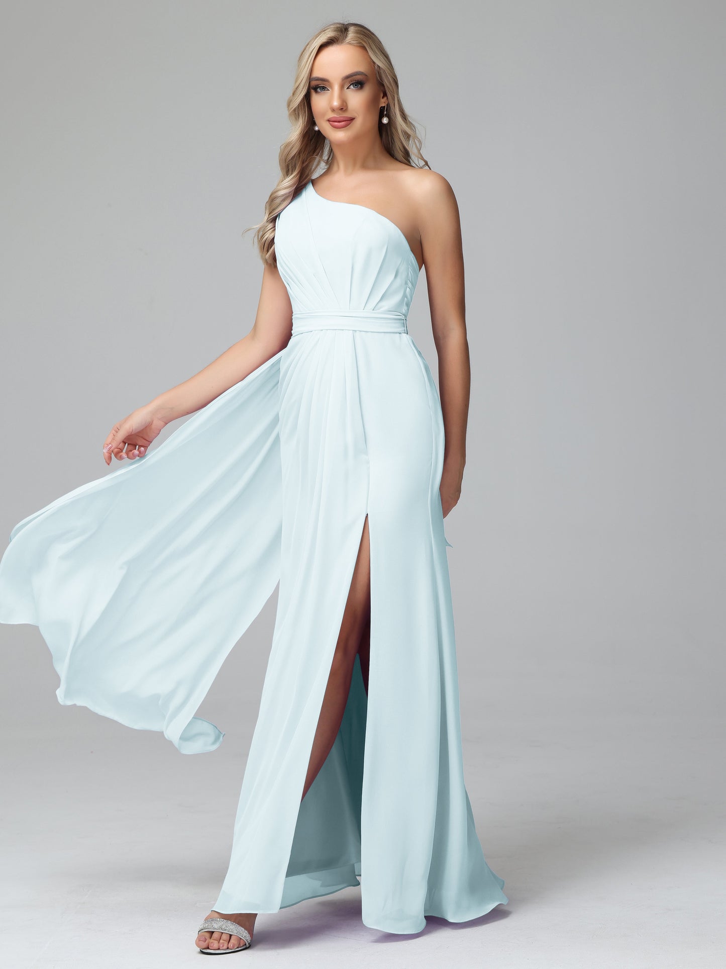 Daphne One Shoulder Chiffon Bridesmaid Dresses With Split
