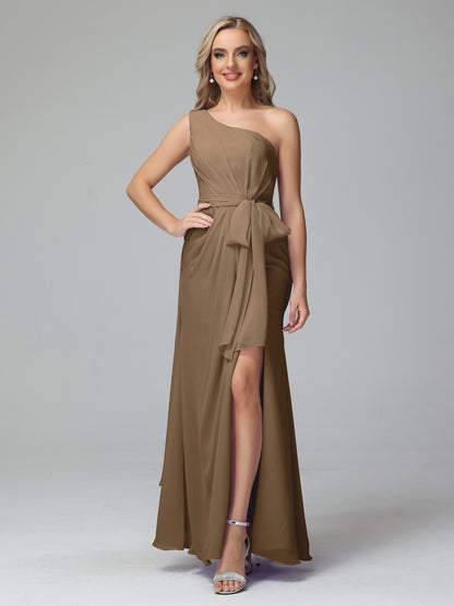 Daphne One Shoulder Chiffon Bridesmaid Dresses With Split