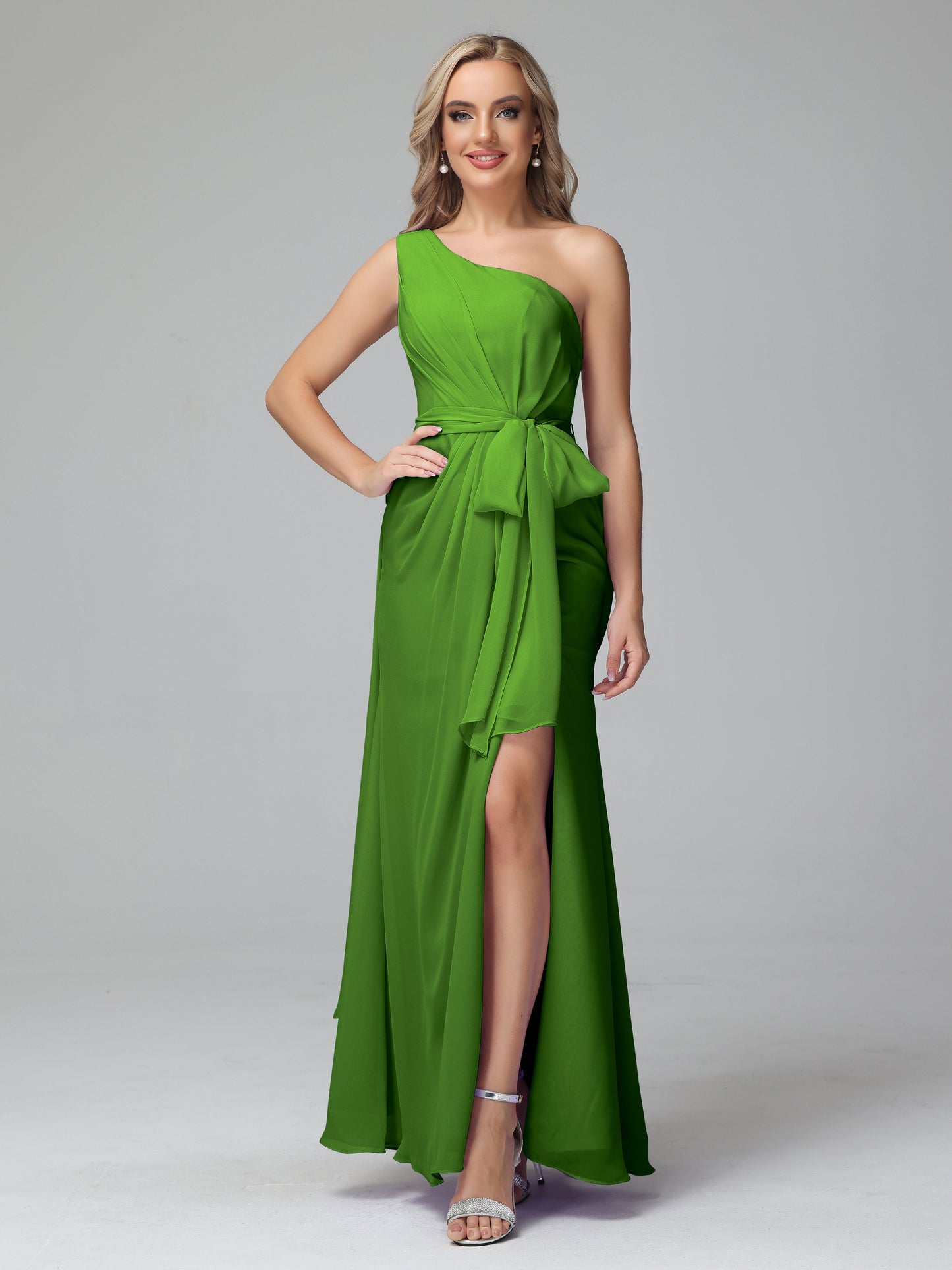 Daphne One Shoulder Chiffon Bridesmaid Dresses With Split