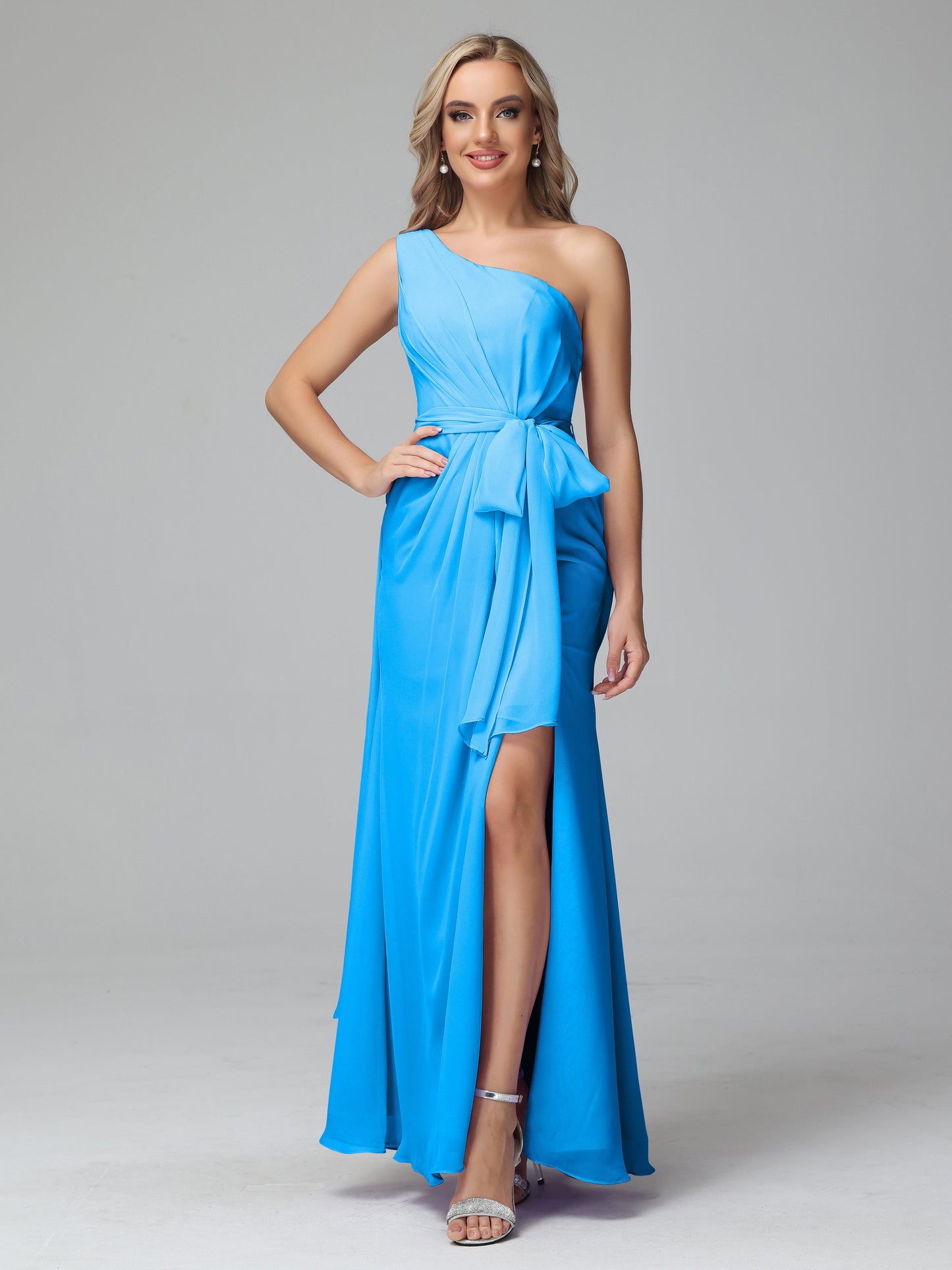Daphne One Shoulder Chiffon Bridesmaid Dresses With Split