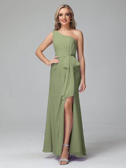 Daphne One Shoulder Chiffon Bridesmaid Dresses With Split