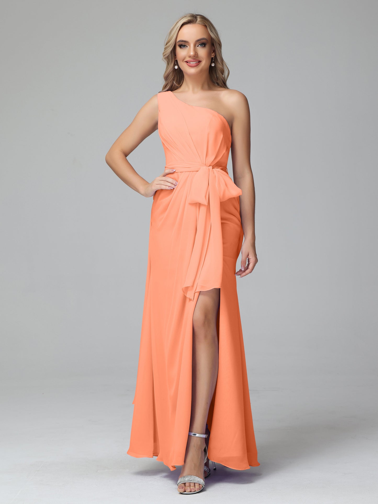Daphne One Shoulder Chiffon Bridesmaid Dresses With Split