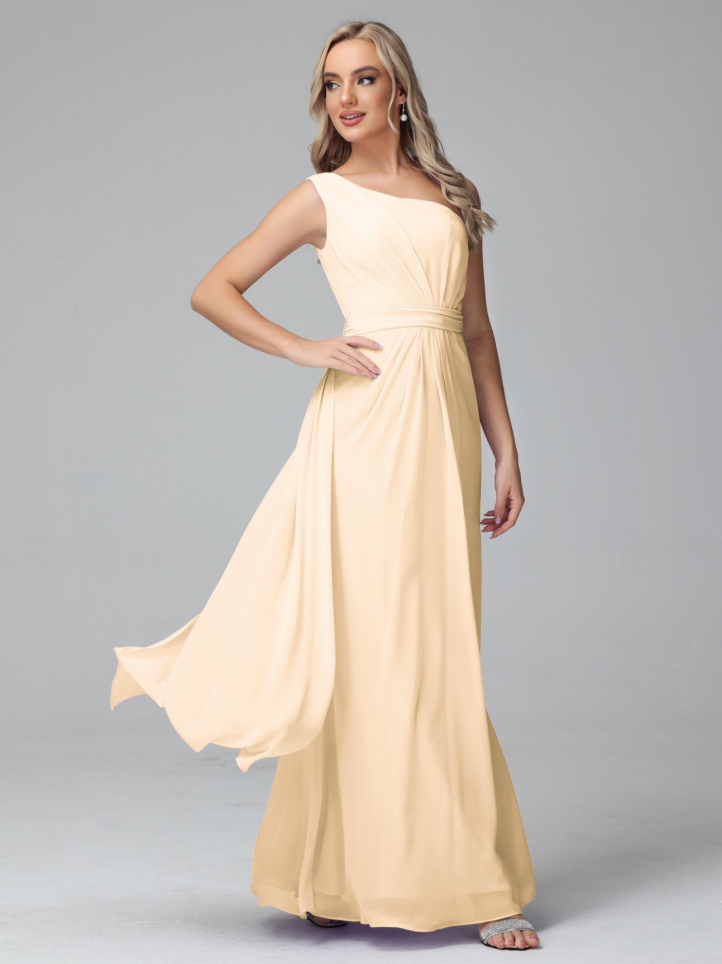 Daphne One Shoulder Chiffon Bridesmaid Dresses With Split