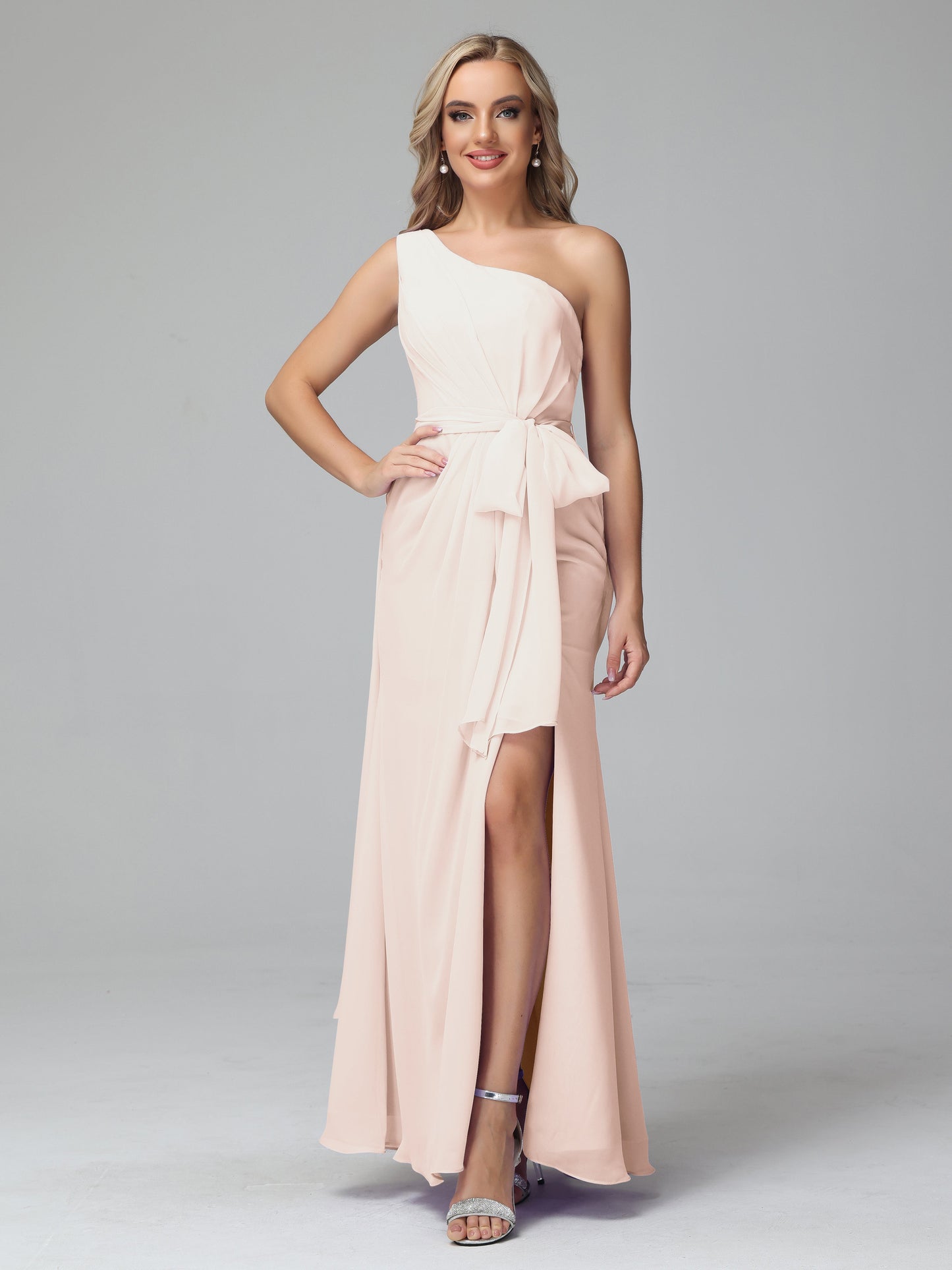 Daphne One Shoulder Chiffon Bridesmaid Dresses With Split