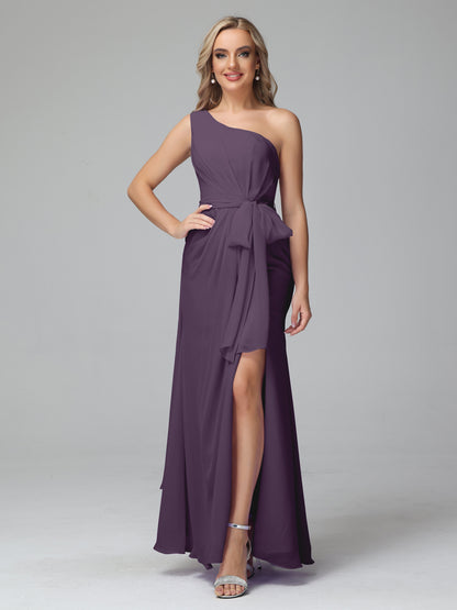 Daphne One Shoulder Chiffon Bridesmaid Dresses With Split