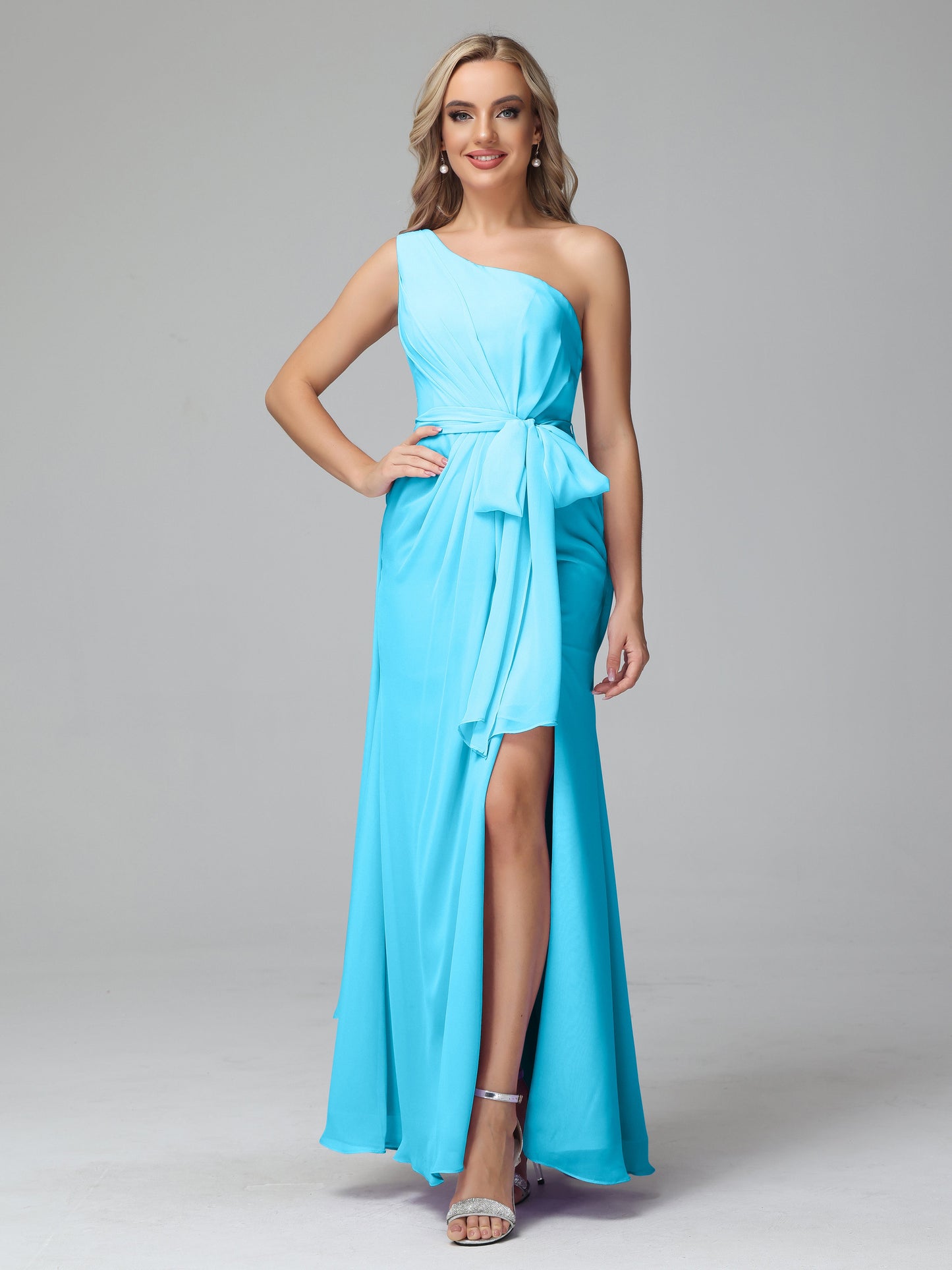 Daphne One Shoulder Chiffon Bridesmaid Dresses With Split