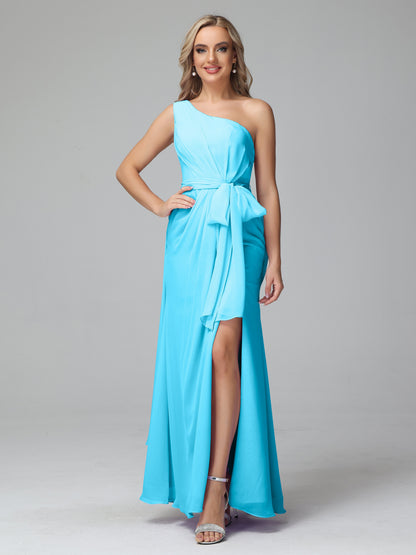 Daphne One Shoulder Chiffon Bridesmaid Dresses With Split
