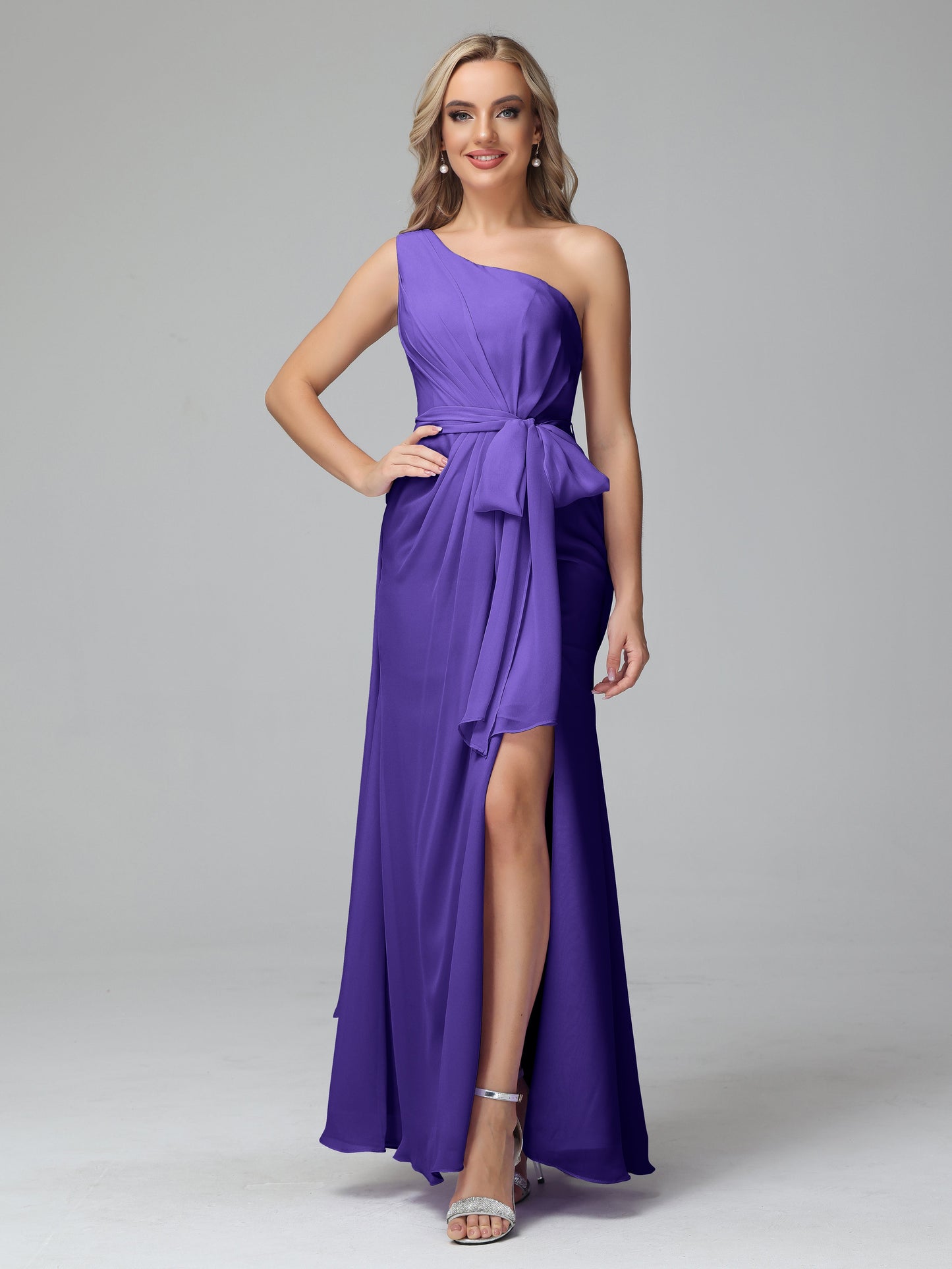 Daphne One Shoulder Chiffon Bridesmaid Dresses With Split