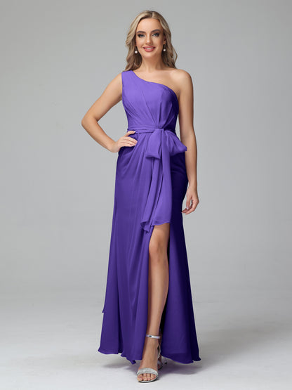 Daphne One Shoulder Chiffon Bridesmaid Dresses With Split