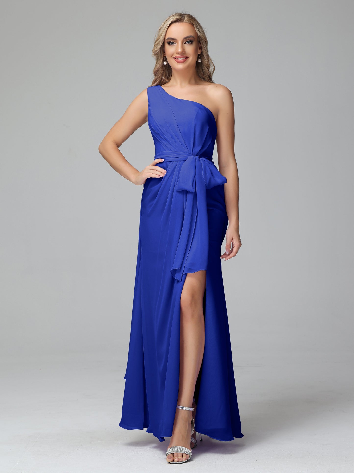 Daphne One Shoulder Chiffon Bridesmaid Dresses With Split