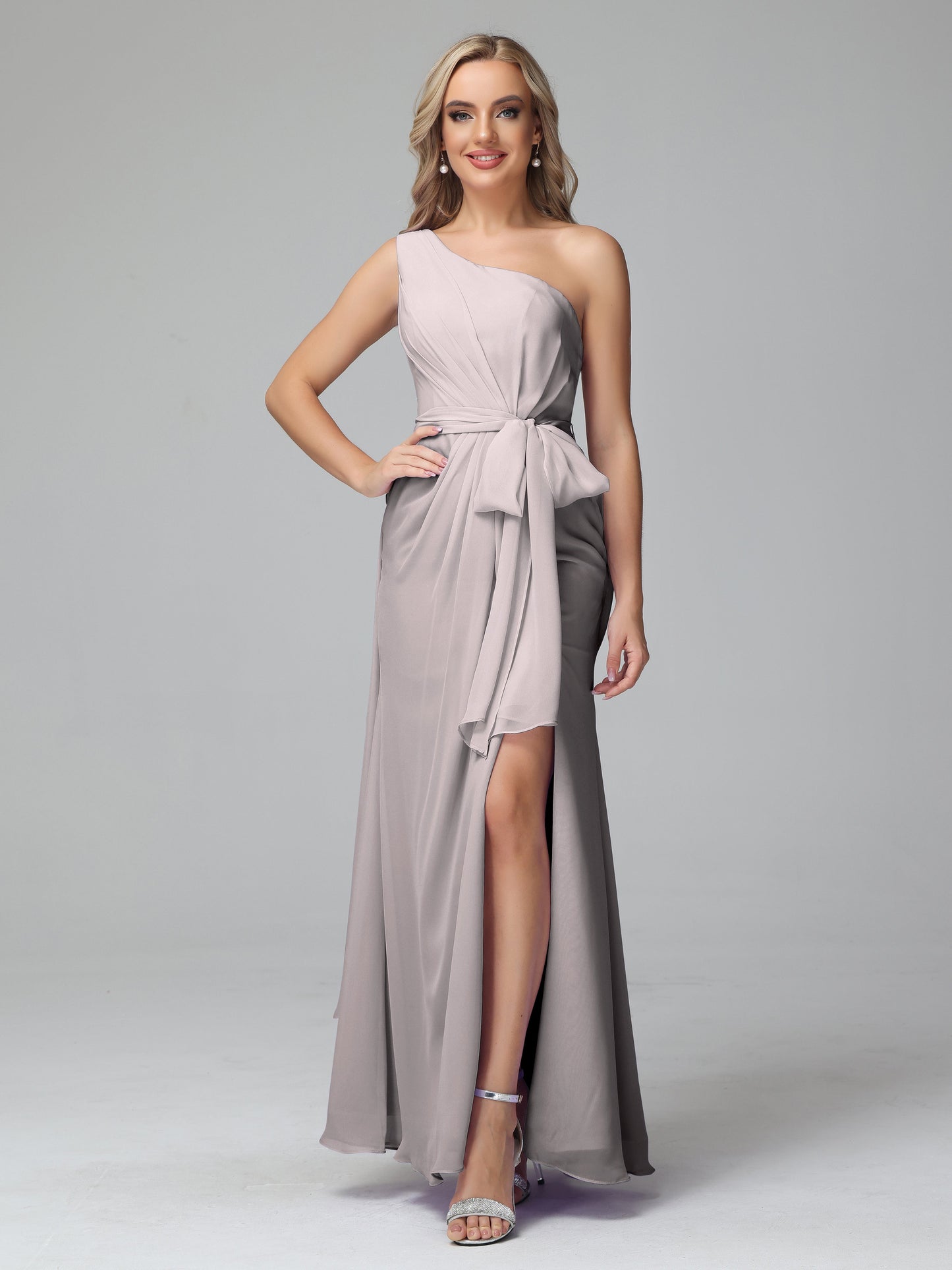 Daphne One Shoulder Chiffon Bridesmaid Dresses With Split