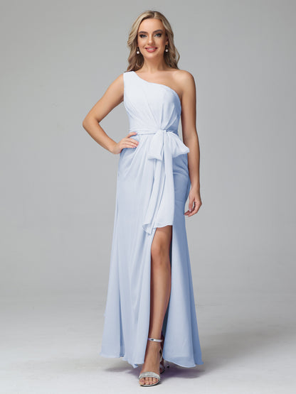 Daphne One Shoulder Chiffon Bridesmaid Dresses With Split