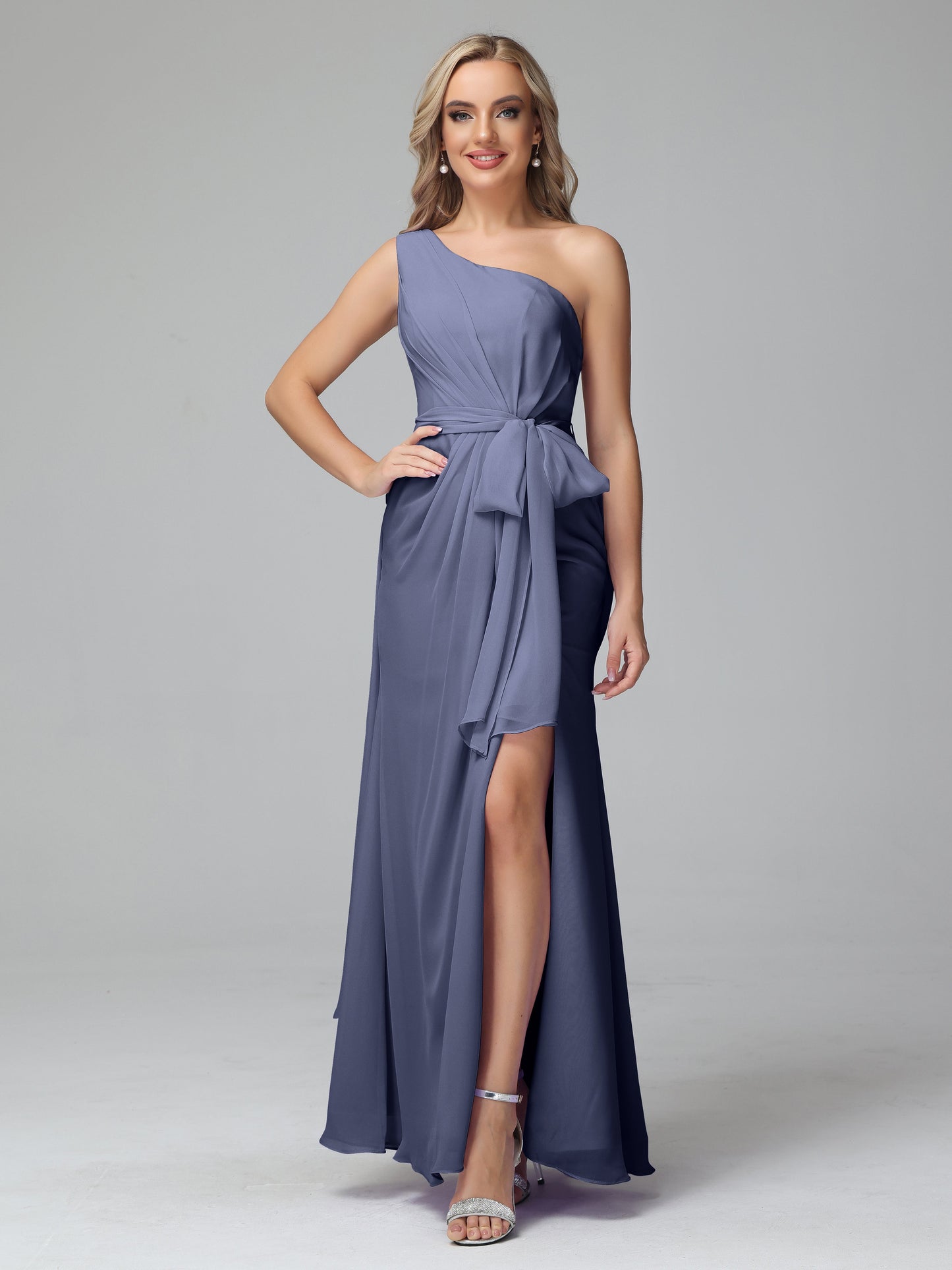 Daphne One Shoulder Chiffon Bridesmaid Dresses With Split