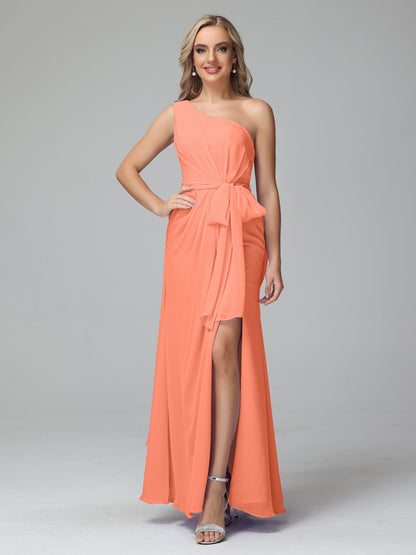 Daphne One Shoulder Chiffon Bridesmaid Dresses With Split