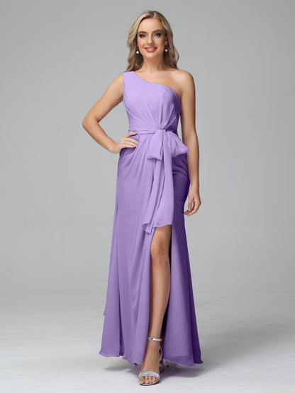 Daphne One Shoulder Chiffon Bridesmaid Dresses With Split