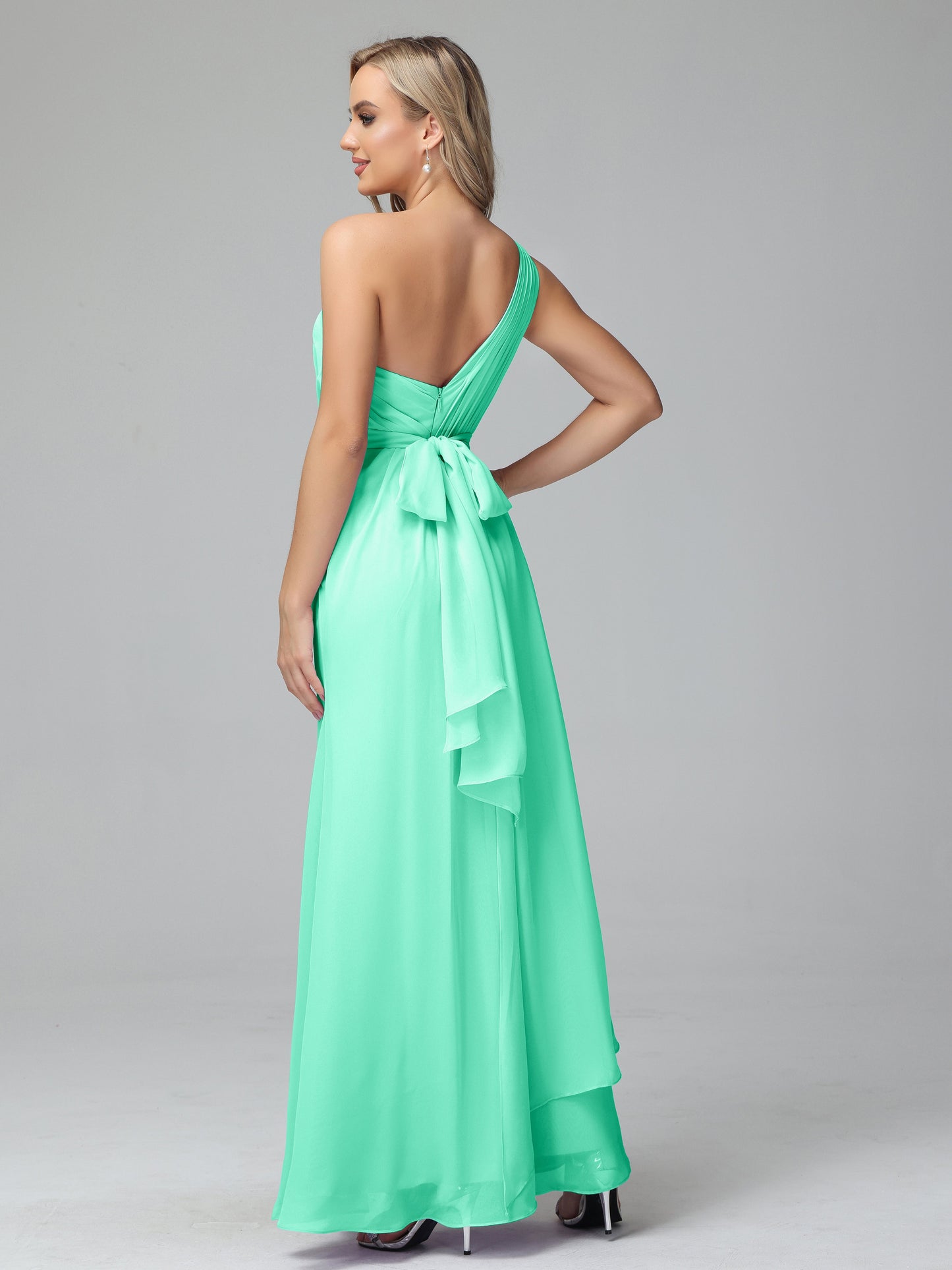 Daphne One Shoulder Chiffon Bridesmaid Dresses With Split