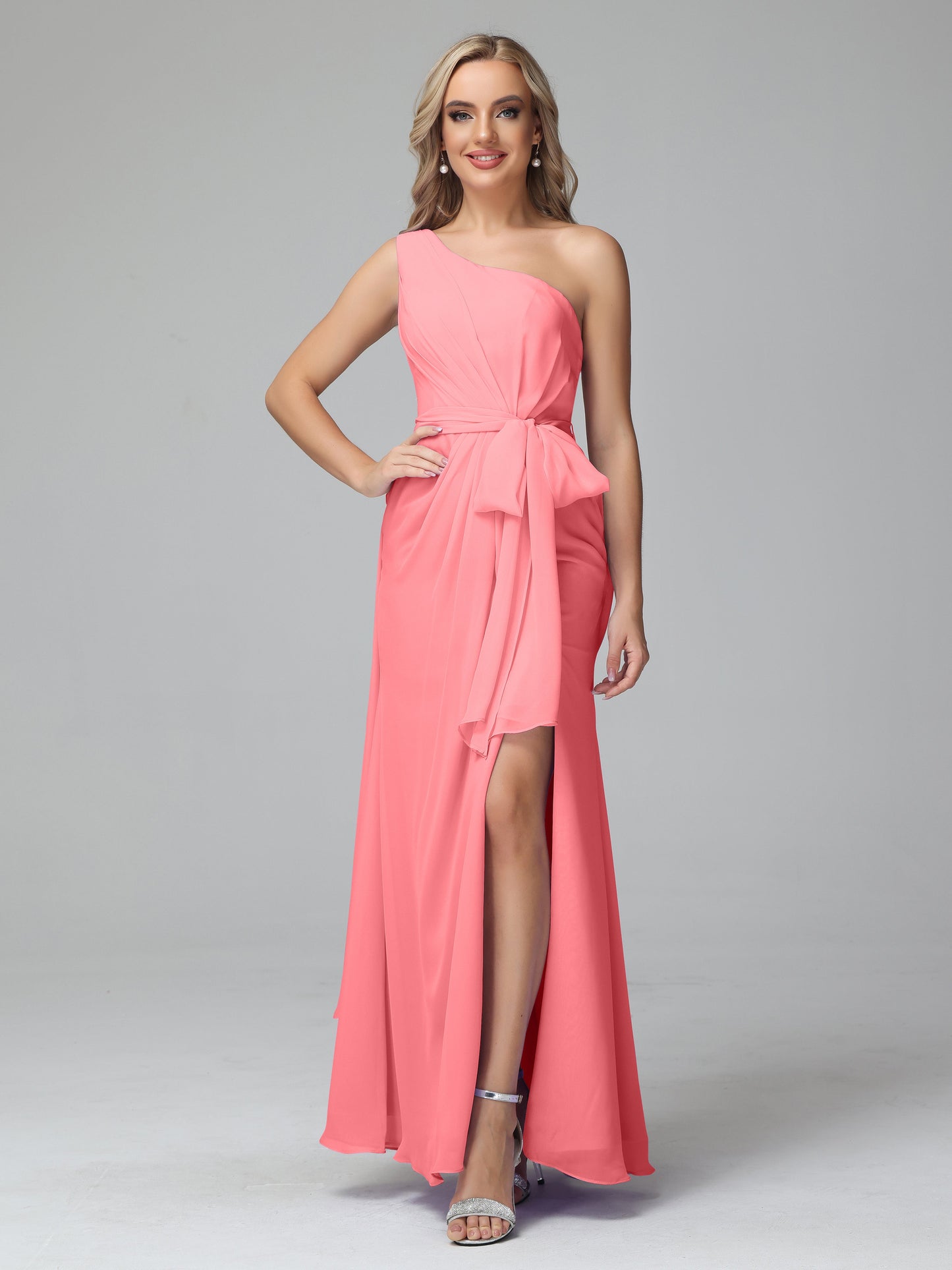 Daphne One Shoulder Chiffon Bridesmaid Dresses With Split